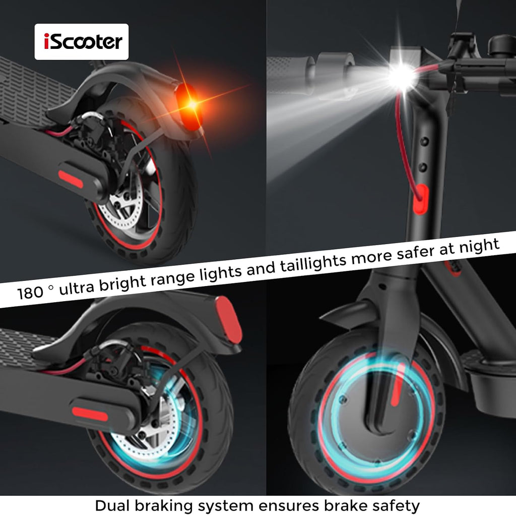 iScooter Electric Scooter Adults & Big Kids, Cruise Control, Dual Braking System, Smart App, Foldable Electric Scooter for Commuting & Campus Use