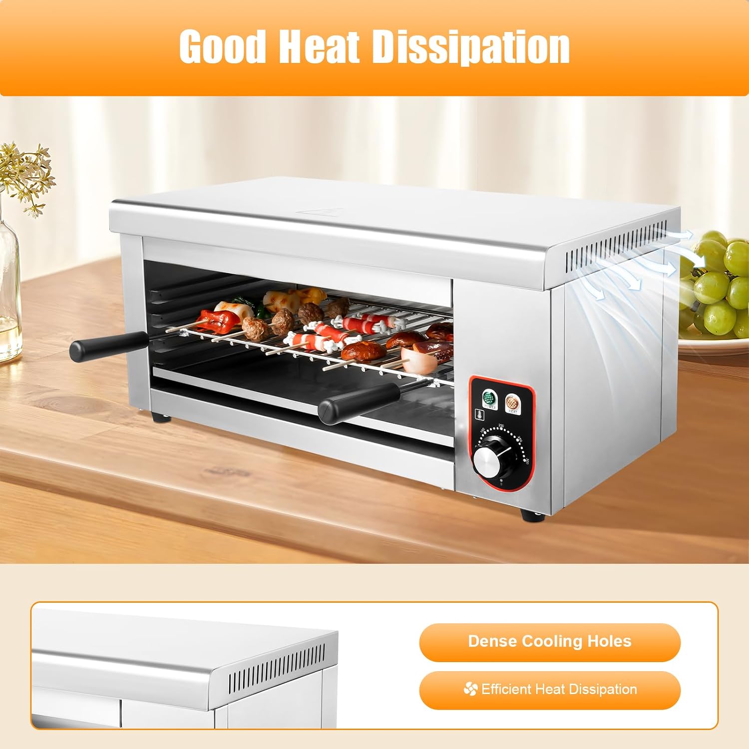 1500W Electric Cheese Melter Grill, Electric Cheese Melter Cheesemelter Grill, 122-572°FCountertop Salamander Broiler for Melt Cheese, Toast Sandwiches, Grill Steaks