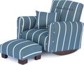 Toddler Personalized Armchair, Kids Upholstered Rocking Chair with Personalization, Toddler Chair with Personalized Name, Comfy Child Armchair (Rockers, Slate Blue Stripe)