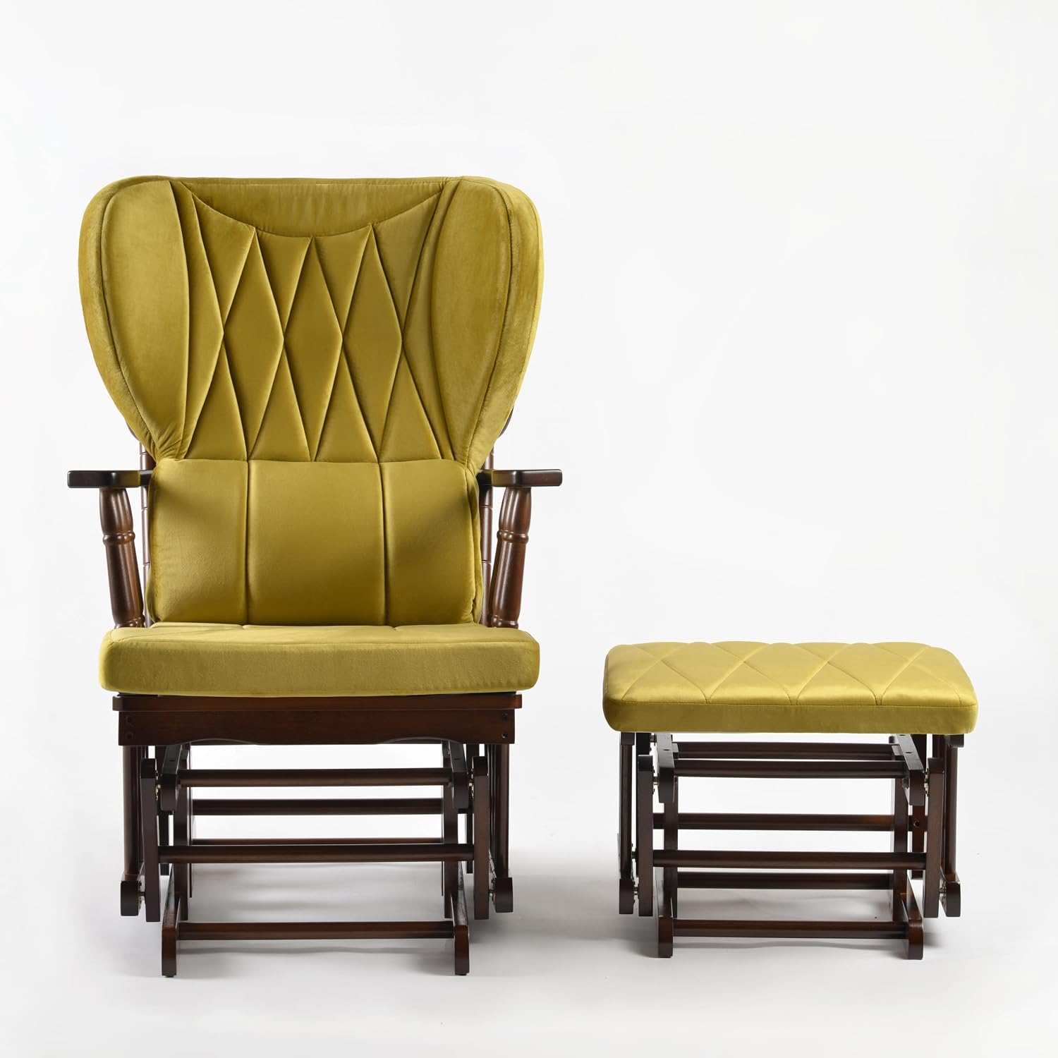 Comfort Deluxe Glider Chair and Ottoman Set (Greenish Yellow)