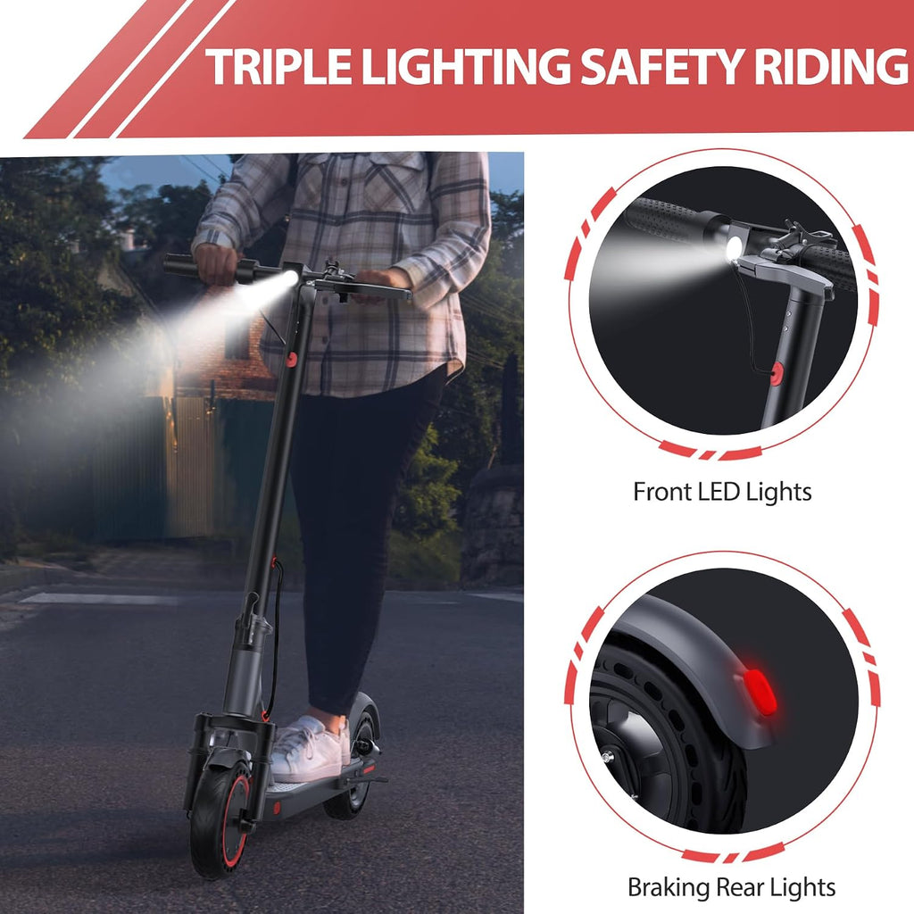MAXSHOT Electric Scooter for Adults, 8.5/14' Tires, 19/22Mph, 350W/500W Motor, 16-28 Miles Range, Folding E-Scooter with Dual Suspension,APP Control