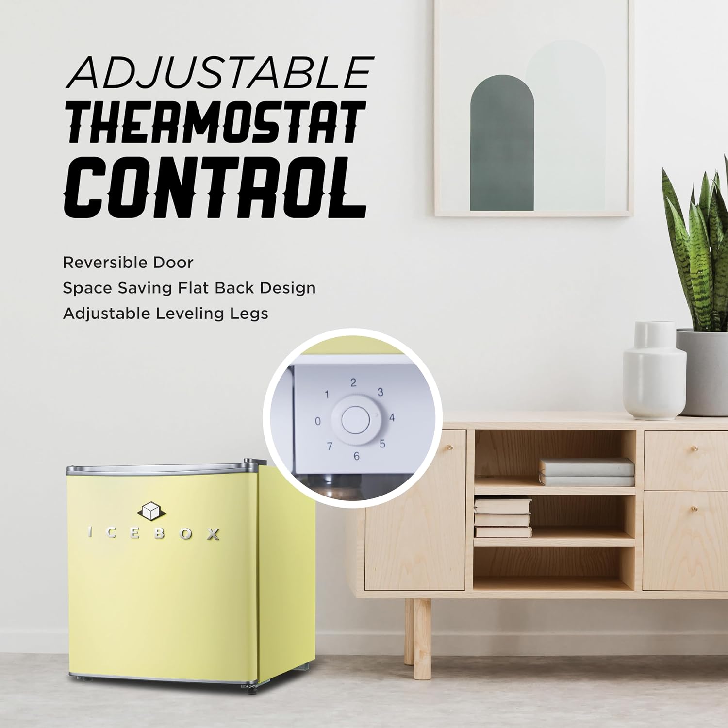 ICEBOX 1.7 Cu. Ft. Compact Refrigerator, ENERGY STAR Certified Small Refrigerator, Single Door Mini Fridge with Chiller Compartment, R600a Refrigerant, IBCR17SUN, Sun Yellow