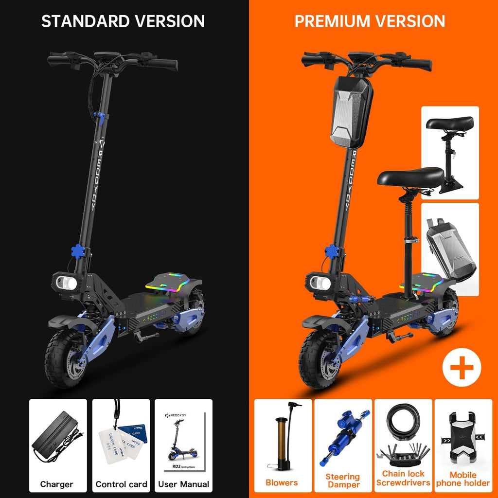 Electric Offroad Scooter 40-50 MPH Fastest Dual Motor Adult Scooter, 5000W Peak, 55-Mile Long Range, 10.5' Off-Road Tires, 60V 25Ah Battery