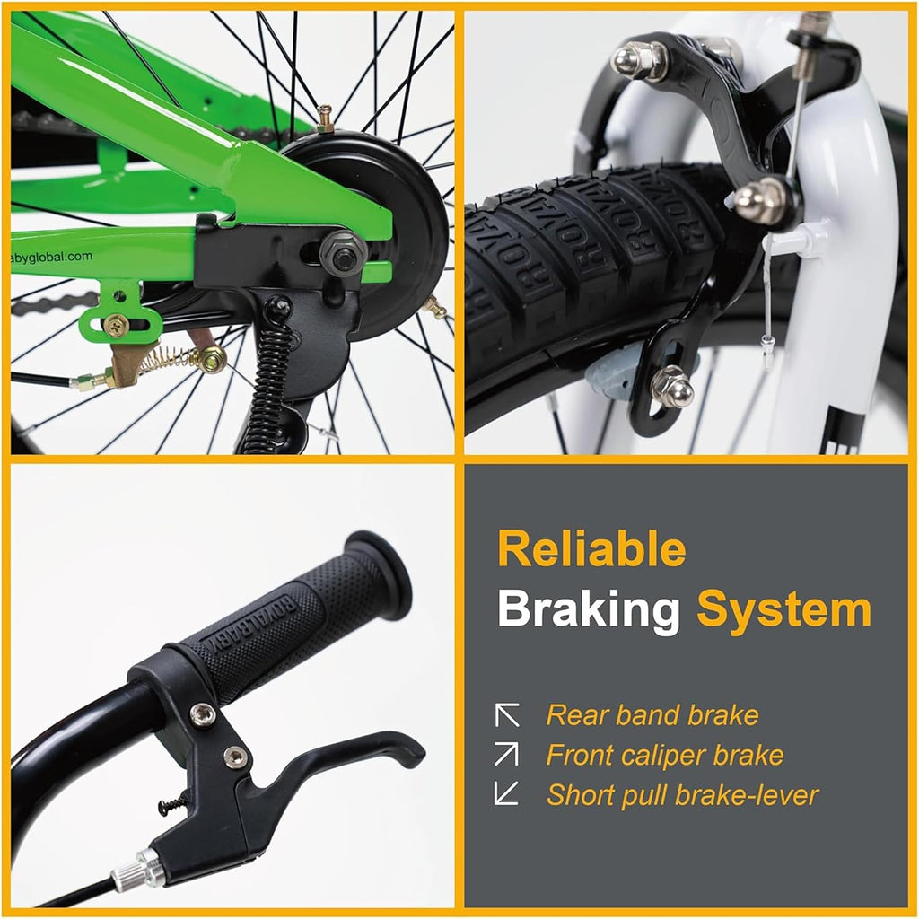 RoyalBaby Kids Bike with Dual Handbrake for Beginners,12 14 16 18 20 Inch Bicycle for Boys & Girls Ages 3-10 Years