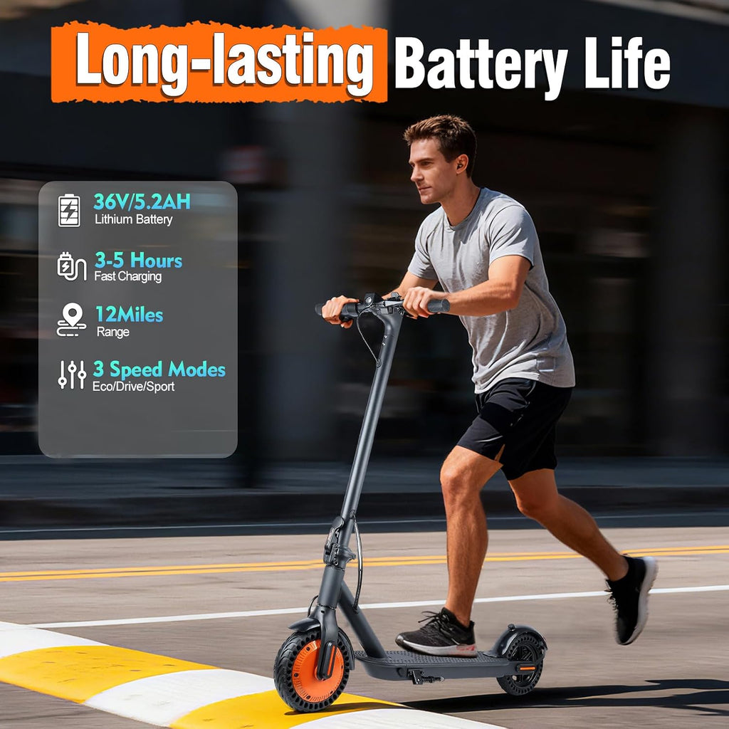 Foldable Electric Scooter for Adults & Teens - 500W Motor, 16/21 Miles Range & 12/19 Mph Speed, 8.5' Puncture-Proof Tires, Dual Brakes & Cruise Control - Heavy-Duty Commuter E-Scooter