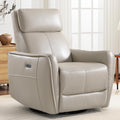 ANJ Power Swivel Rocker Recliner Chair,Nursery Rocking Chairs with USB & Type C Port,Upholstered Faux Leather Glider Rocking Chair for Living Room, Silver Gray