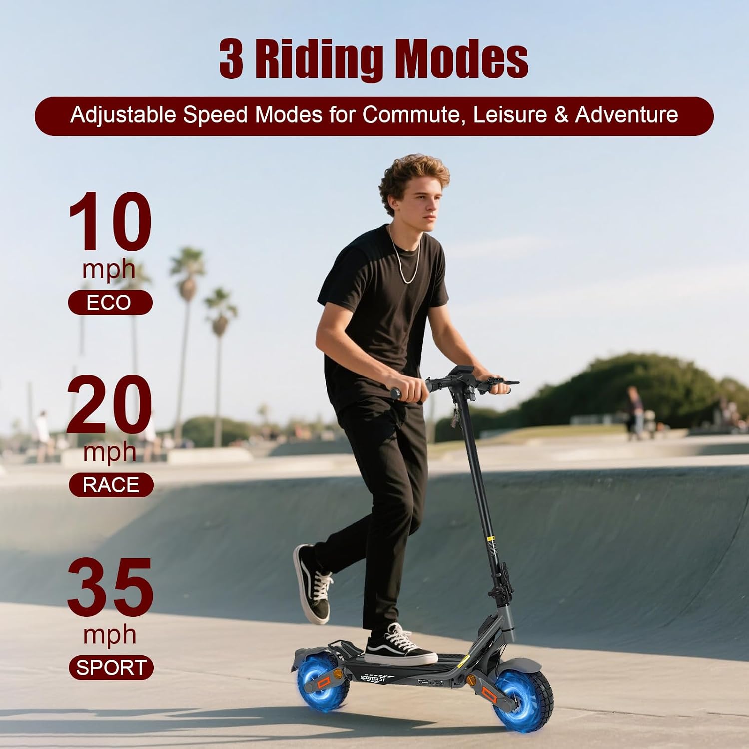 Fast Electric Scooter Adults, 1200W/5600W Off Road E Scooter, 35/50 Miles Long Range, 35/50 MPH Top Speed, 10/11' Tires, Foldable Kick Scooter for Adults and Teens with Dual Suspension