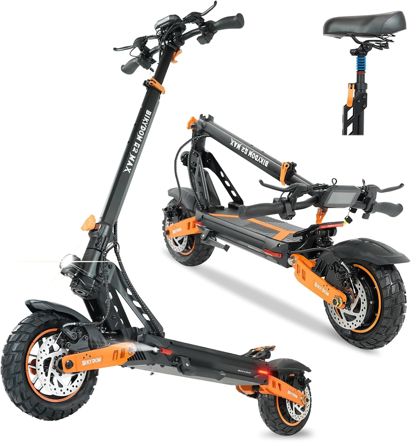 Electric Scooter Adults, 1600 W Motor Up to 50 Miles Range & 40 MPH Top Speed, 10' Off Road Tire Folding E-Scooter with Detachable Seat for Teen Commuting (UL 2272tested)