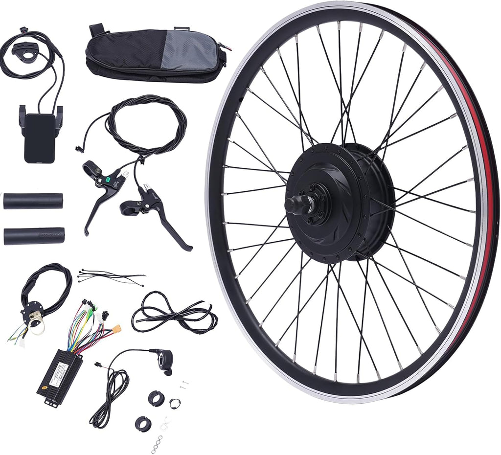 24' Electric Bike Conversion Kit, 36V 500W Rear Wheel E-Bike Conversion Kit,Powerful Motor E-Bike Conversion Kit Dual Mode Controller W/LCD Display Twist Throttle PAS Ebike Wheel Kit