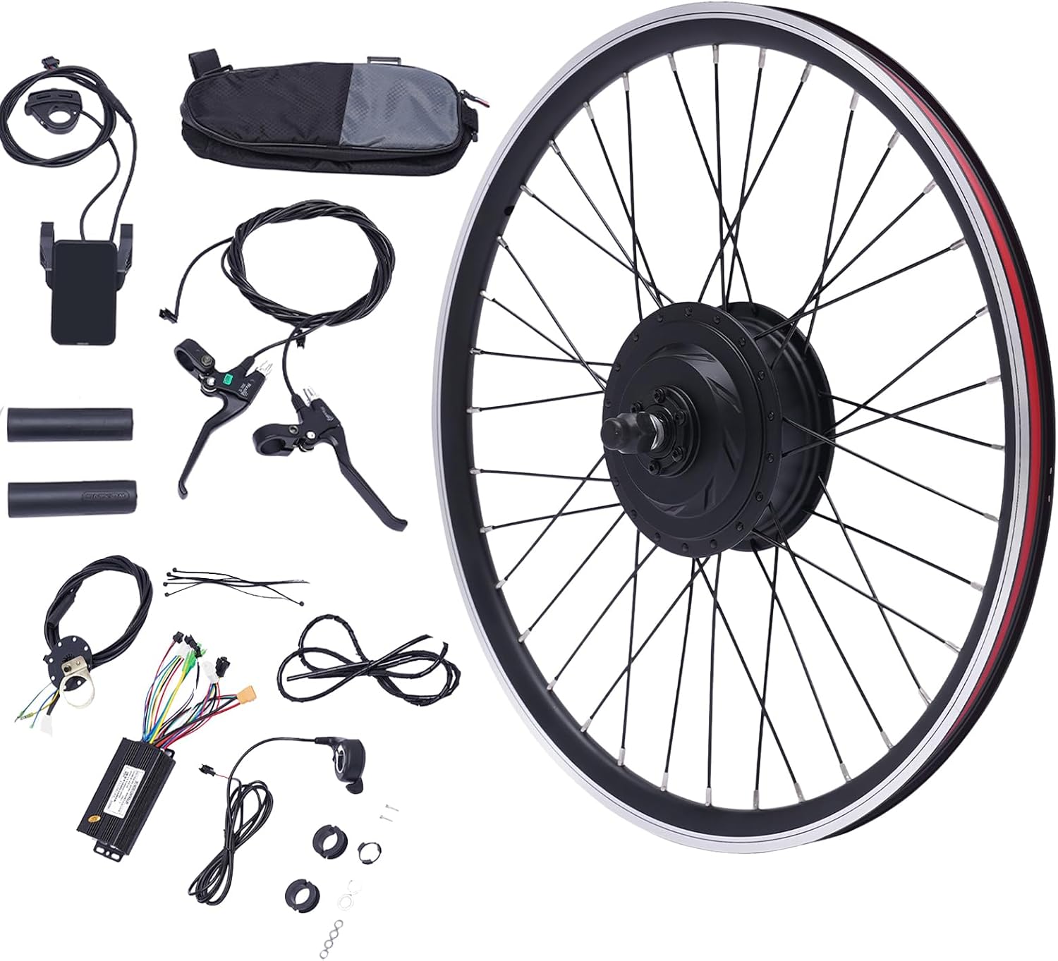 24' Electric Bike Conversion Kit, 36V 500W Rear Wheel E-Bike Conversion Kit,Powerful Motor E-Bike Conversion Kit Dual Mode Controller W/LCD Display Twist Throttle PAS Ebike Wheel Kit