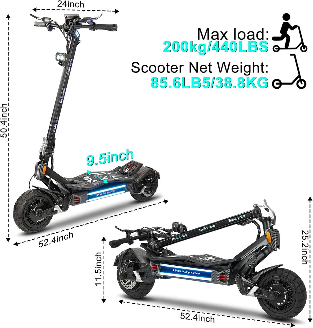 Electric Scooter Adults 1600/4000/6000W Motor 50 Miles Long Range & 40/45/50 MPH Top Speed 10' Off Road Tire Folding E-Scooter 60V/48V 20.8AH Battery Kick Scooter with Detachable Seat for Commuter