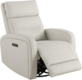 Watson & Whitely Swivel Recliner with Power Headrest, Recliner Chairs for Adults, Small Glider Rocker for Living Room, Faux Leather in Cream