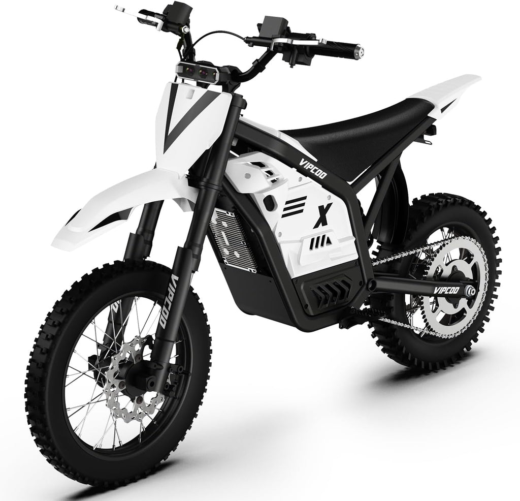 3500W Electric Dirt Bike for Teens Kids,VIPCOO H2 Electric Motorcycle for Adults,25° Slope,48V/23Ah Battery,14'/12' Off Road Tire,Dual Hydraulic Brakes & Full Suspension Fit Age 13+