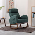 Upholstered Rocking Chair for Nursery, Accent Glider Rocker with Side Pocket, Comfy Armchair with Tall Backrest and Double Layer Cushion, Baby Nursery Glider for Living Room, Bedroom (Emerald Green)