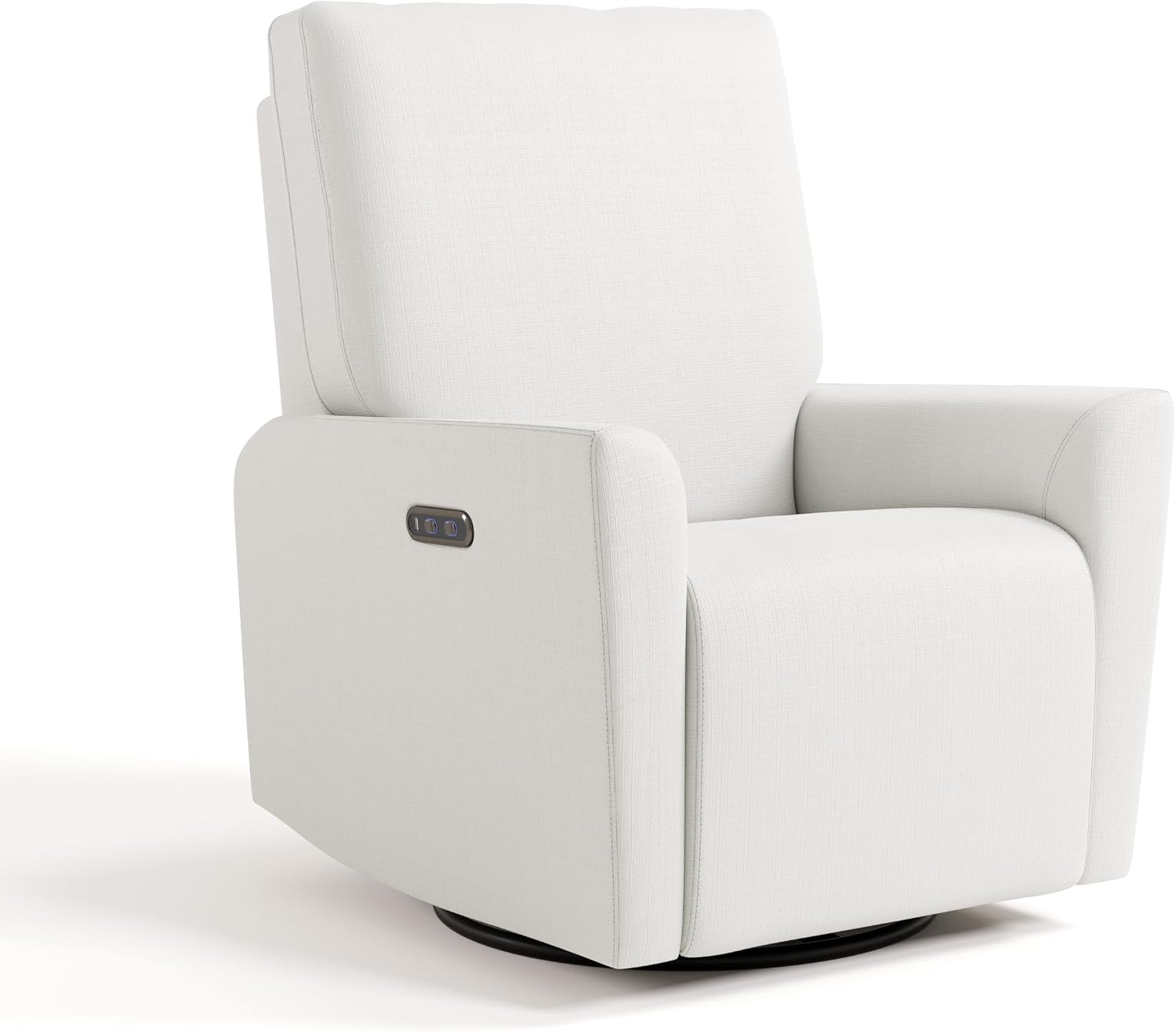 Storkcraft Santorini Deluxe Power Recliner Swivel Glider (Ivory Basketweave) – Premium Electronic Power Recliner for Nursery, Includes Dual-USB Charging Port for USB-A & USB-C, Glider Rocking Chair