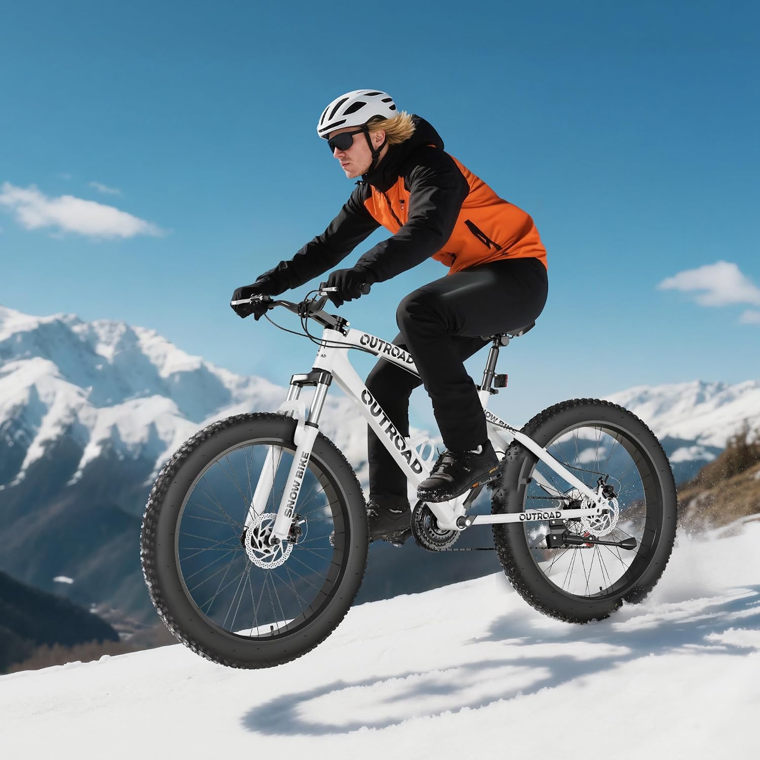 Betterland Outdoor 26 Inch Wheels Fat Tire Mountain Bike, 21-Speed Bicycle with Dual Front Suspension, High Carbon Steel Frame with Double Disc Brake and Anti-Slip Bicycle for Adults