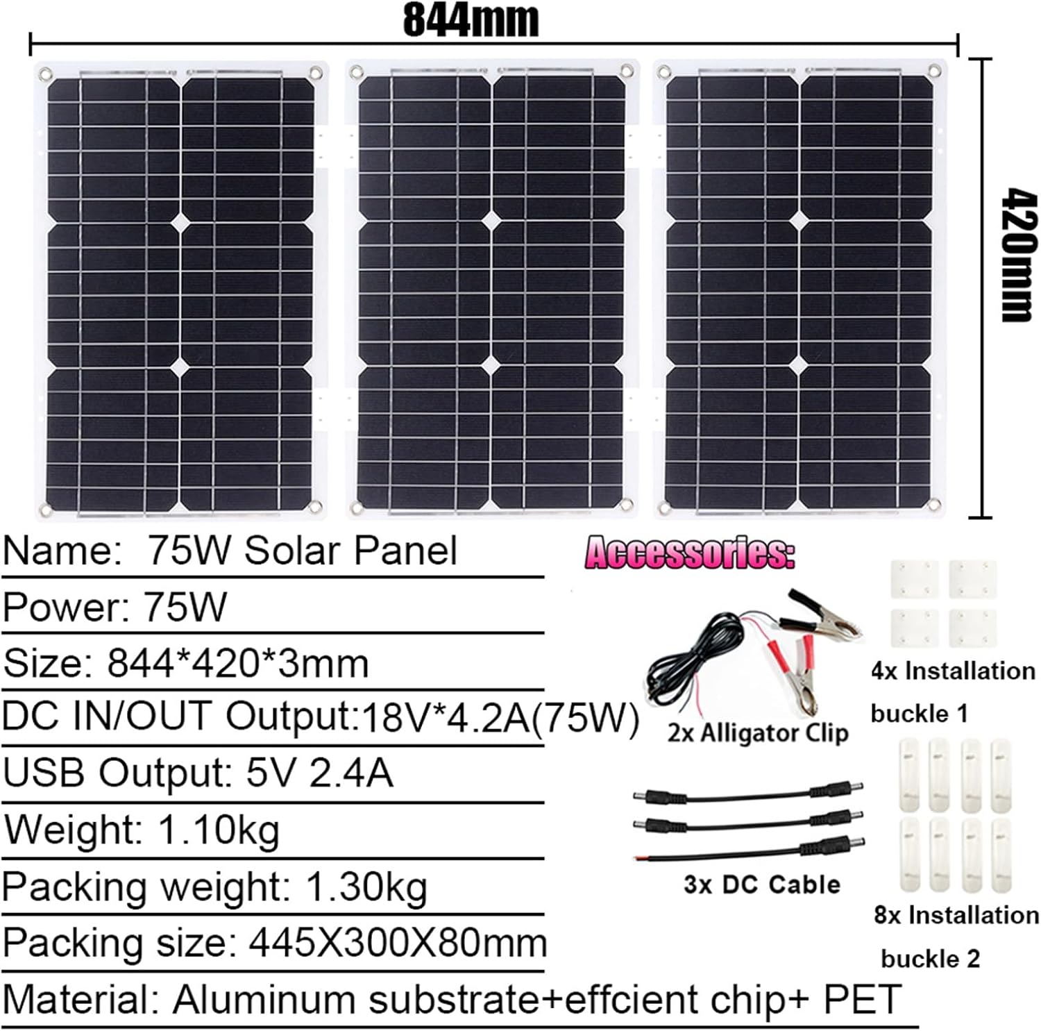 3000W Solar Kit - 12V to 110V/220V Inverter, 75W Folding Solar Panels, 50A Charge Controller, Portable Solar Generator for Home Use & Off-Grid Power Solutions