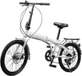 20' Foldable Bicycle, 7 Speed Non-Slip Folding Bike W/Dual Disc Brake & Adjustable Design, Folding Bikes for Adult City Commuter Bicycle