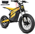 Heybike Villain Electric Dirt Bike, 4160W E Dirt Bike with 52V 26AH Battery, 14'/12' Fat Tire Electric Motorcycle for Teens, Max 45MPH Ebike with Reversing Function(with Crossbody Bag; Yellow)