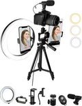 Premium 9-Piece Vlogging Kit for iPhone, Android & Cameras – Microphone, Tripod Stand & LED Light – YouTube, TikTok & Content Creator Bundle