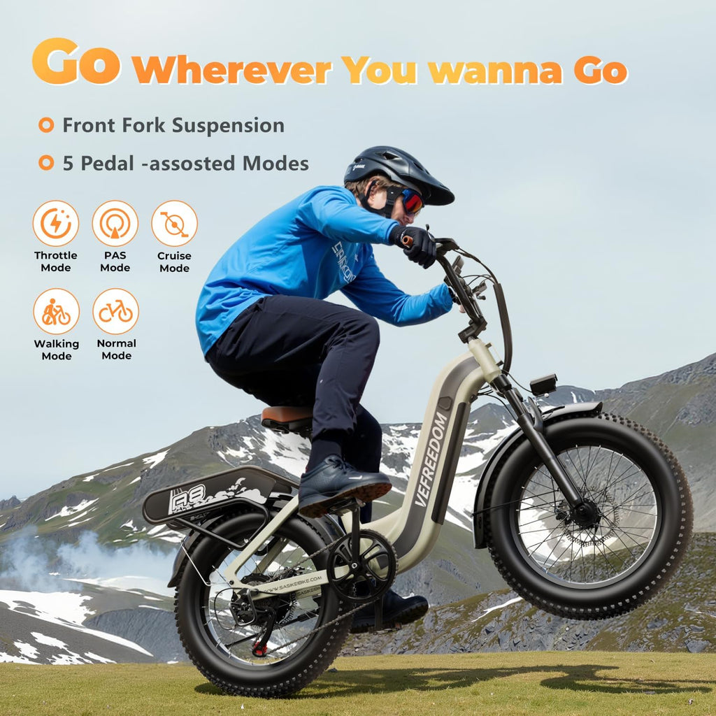 EUY Electric Bike for Adults, 1500W Peak Motor Ebike, 48V20Ah, 20'' x 4.0'' Fat Tire Electric Mountain Bike, Commute E Bike with 70 Miles, 7 Speed and Dual Suspension Electric Bicycle
