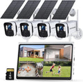 Solar Security Cameras Wireless Outdoor: 2.5K/4MP UHD Battery Solar Powered Home Security Wifi System with 10' LCD Monitor, 10CH NVR Color Night Vision Smart Motion Alert 2-Way Audio 64GB Storage