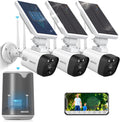 OOSSXX (2026 New) Solar Wireless Security Camera System, 4MP 3-Cam Kit with 4CH NVR, 2.4/5.8GHz Dual WiFi, 55% Longer Range Dual Antennas, 130° Wide Angle, No Fee App, IP65