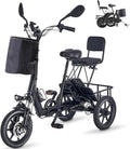 E Trike Electric Bike, 350W(Peak 500W) Brushless Motor Folding Trike, 2 Seats Ebike, 480Wh Removable Battery, Step-Thru 3 Wheel Electric Bicycle, Up to 45 Miles, Tricycle for Adults Parents