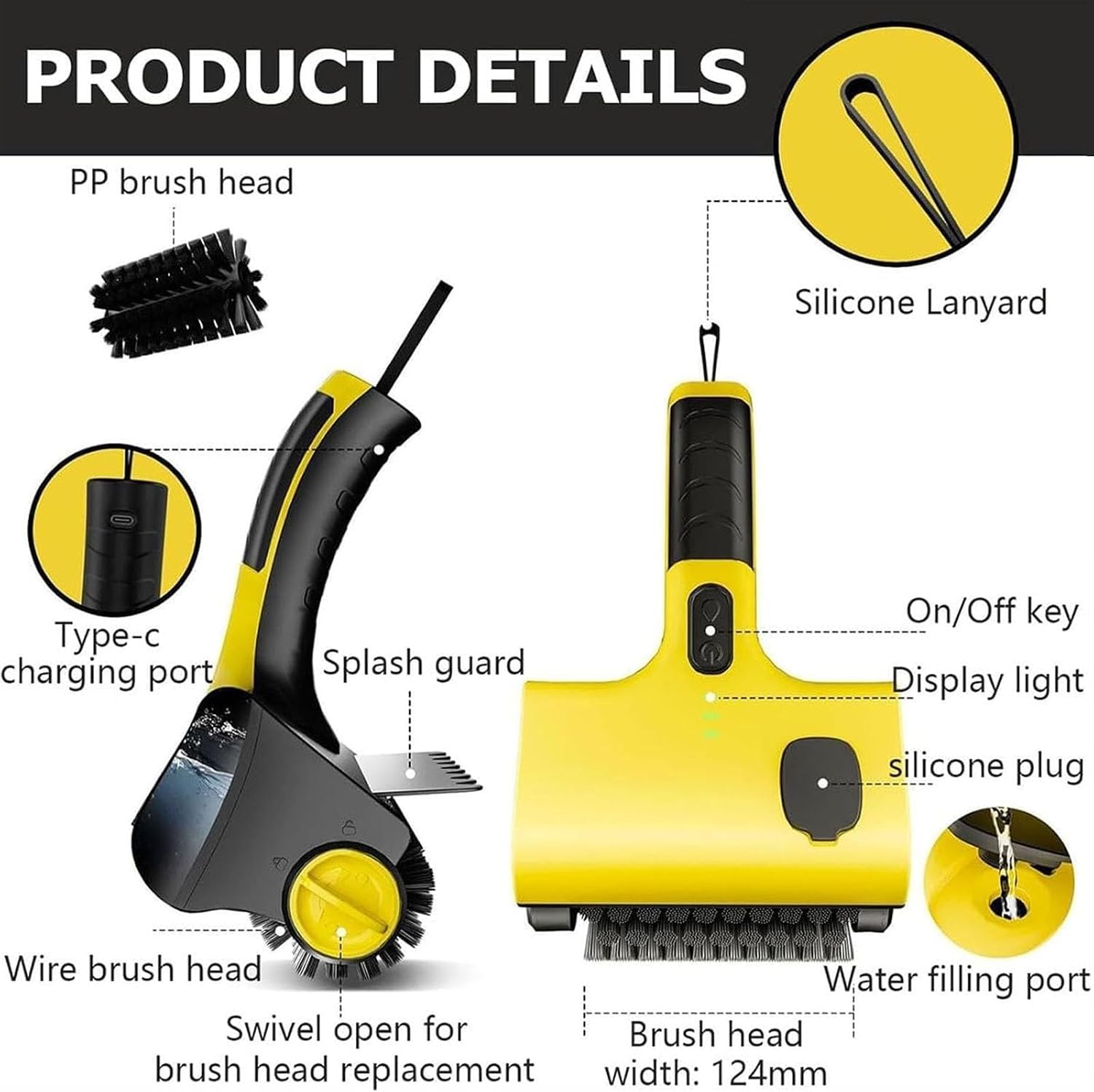 Cordless Electric Grill Cleaning Brush, 360° Rotating BBQ Cleaner with Rechargeable Battery & Replacement Bristles, Perfect for Grills, Kitchens & Bathrooms