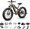 PUCKIPUPPY Electric Bike for Adults 1350W Peak, 28 MPH, 48V 20AH Battery Ebike, 26'x4' Fat Tire Full Suspension Electric Mountain Bike, 80 Miles Range, 8 Speed, Torque Sensor Labrador Pro