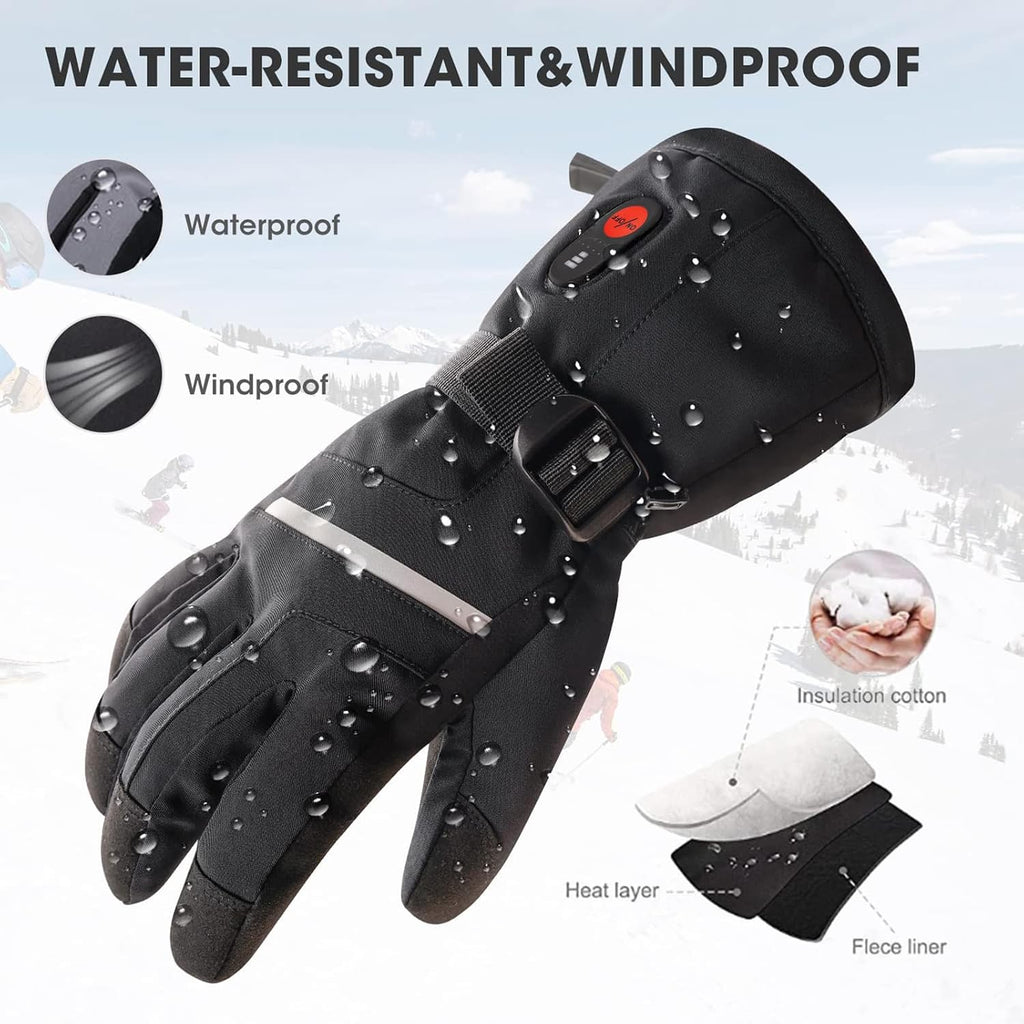 SNOW DEER Heated Motorcycle Gloves for Men Women, Electric Glove Rechargeable Battery Heated Hand for Motorcycle Biking Hunting Arthritis Skiing Working