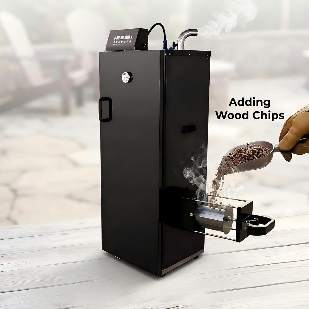 CLIVIA 8-Layer Electric Smoker with Side Wood Chip Loader, 1600W Vertical Digital BBQ Smoker Oven, 0-24H Timer & 86-257°F Temp Control, Large Capacity Meat Smoker for Jerky, Sausage, Fish (DSH-S45E)