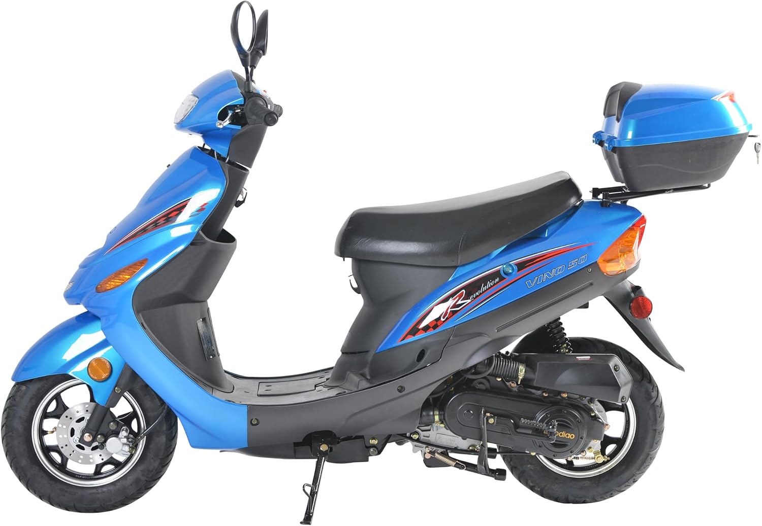 HHH 50cc Scooter Gas Street Scooter Fully Automatic 50cc Bike Moped with Matching Trunk for Youth and Adult (Black Color) (Factory Packaged)