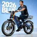 eAhora Romeo Pro 3 Electric Bike - [2026 Latest] 50MPH 5600W Dual Motor 60V 80AH 250Miles Long Range Ebike for Adults, 26' * 4.0 Fat Tire Fast Electric Mountain Bike Full Suspension Off-Road E-Bike