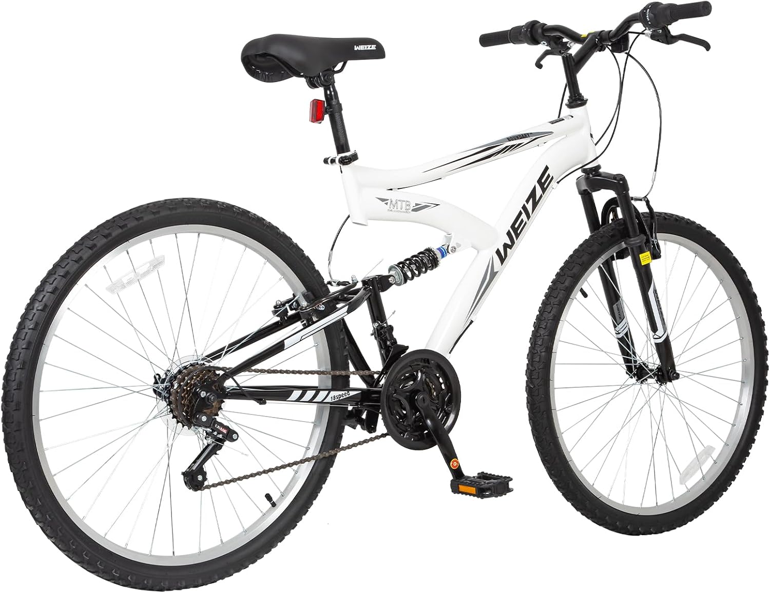 WEIZE Mountain Bike 26 27.5 inch Outdoor Cycling Bike 18-Speed/High-Carbon Steel/Dual Full Suspension, Adjustable Ergonomic Seat for Men Women Adult, MTB Bicycle with Suspension Fork