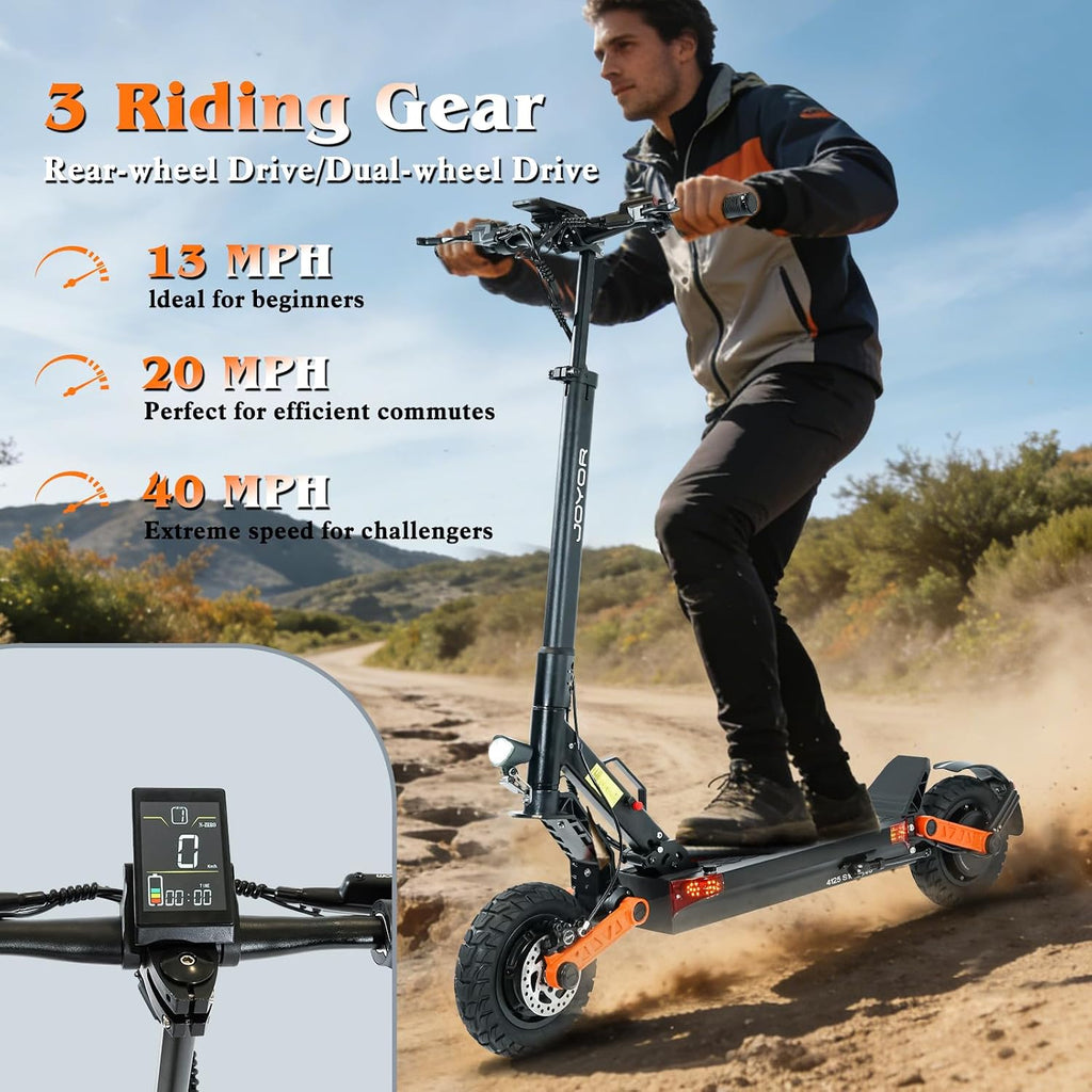 Fast Electric Scooter Adults, 1200W/5600W Off Road E Scooter, 35/50 Miles Long Range, 35/50 MPH Top Speed, 10/11' Tires, Foldable Kick Scooter for Adults and Teens with Dual Suspension