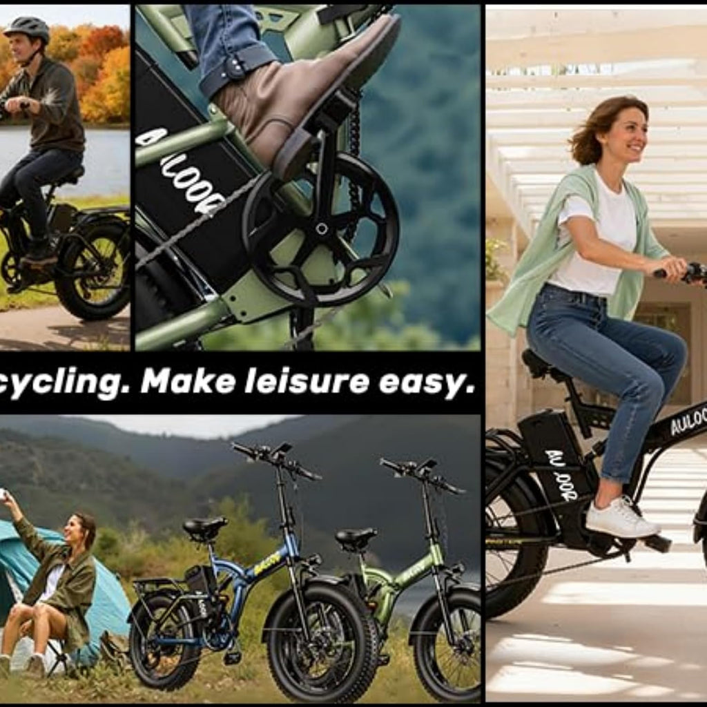 Auloor Folding Electric Bike for Adults, 1500W Peak Motor 48V 20Ah Removable Battery, 30 MPH 80 Miles, 20' Fat Tires Full Suspension Ebike, 7-Speed All Terrain E-Bike for Commuting, Camping & Outdoors