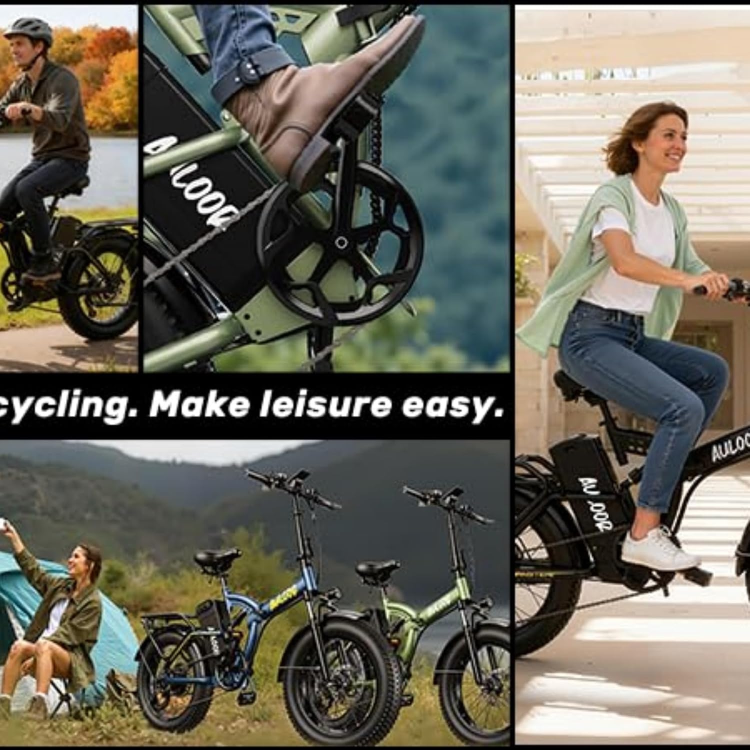 Auloor Folding Electric Bike for Adults, 1500W Peak Motor 48V 20Ah Removable Battery, 30 MPH 80 Miles, 20' Fat Tires Full Suspension Ebike, 7-Speed All Terrain E-Bike for Commuting, Camping & Outdoors