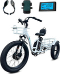 EMOJO Caddy Pro 500W 20 x 4.0 Inch Fat Tire Electric Tricycle for Adults Hydraulic Disk Brakes Ebike Trike 7 Speed Pedal Assist 3 Wheel Electric Bike with 48V 15.6Ah Battery (White)