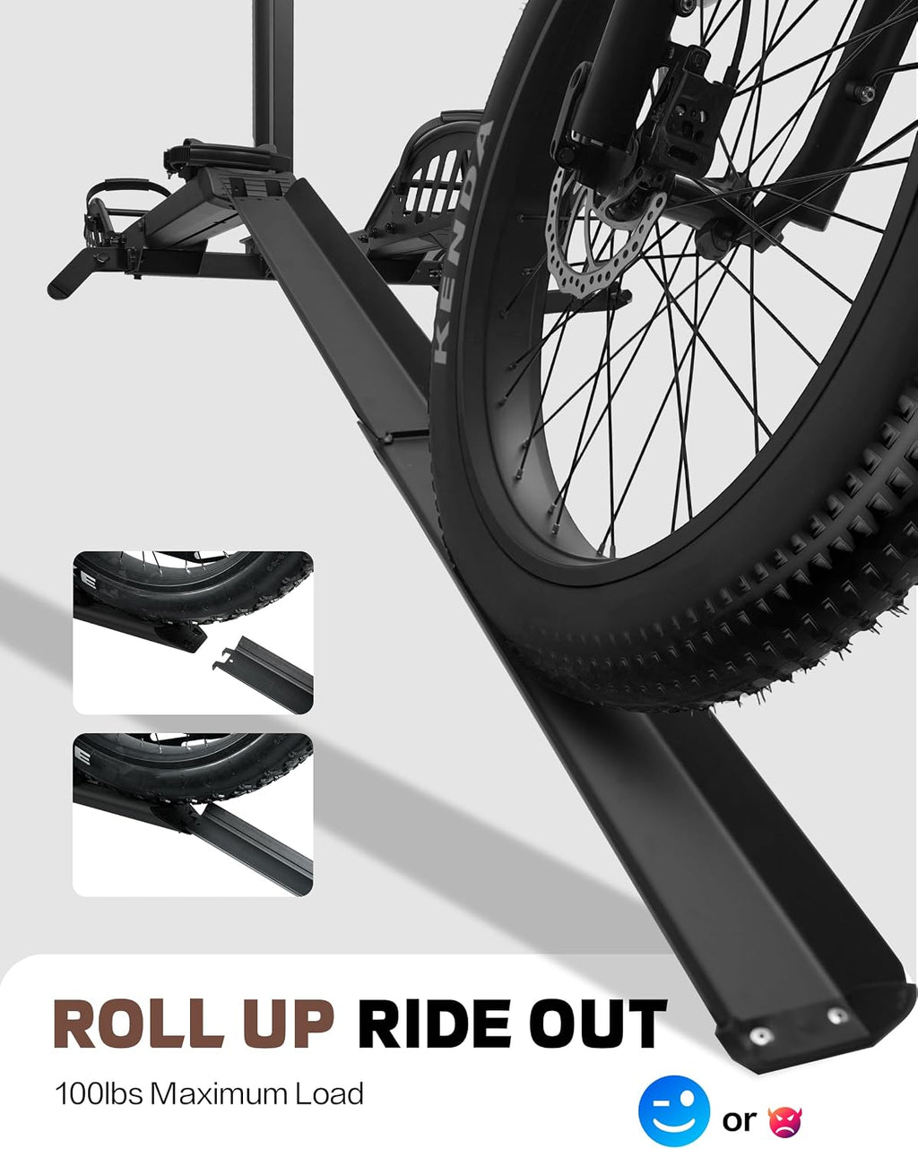 Young Electric Bike Rack with Ramp, 2 Ebike Racks Hitch Mount 200 lbs Capacity Electric Bicycle Carrier, Foldable Bike Rack Hitch for Car, Truck, SUV, Minivan, Up to 5 Inch Fat Tire for 2'' Receiver