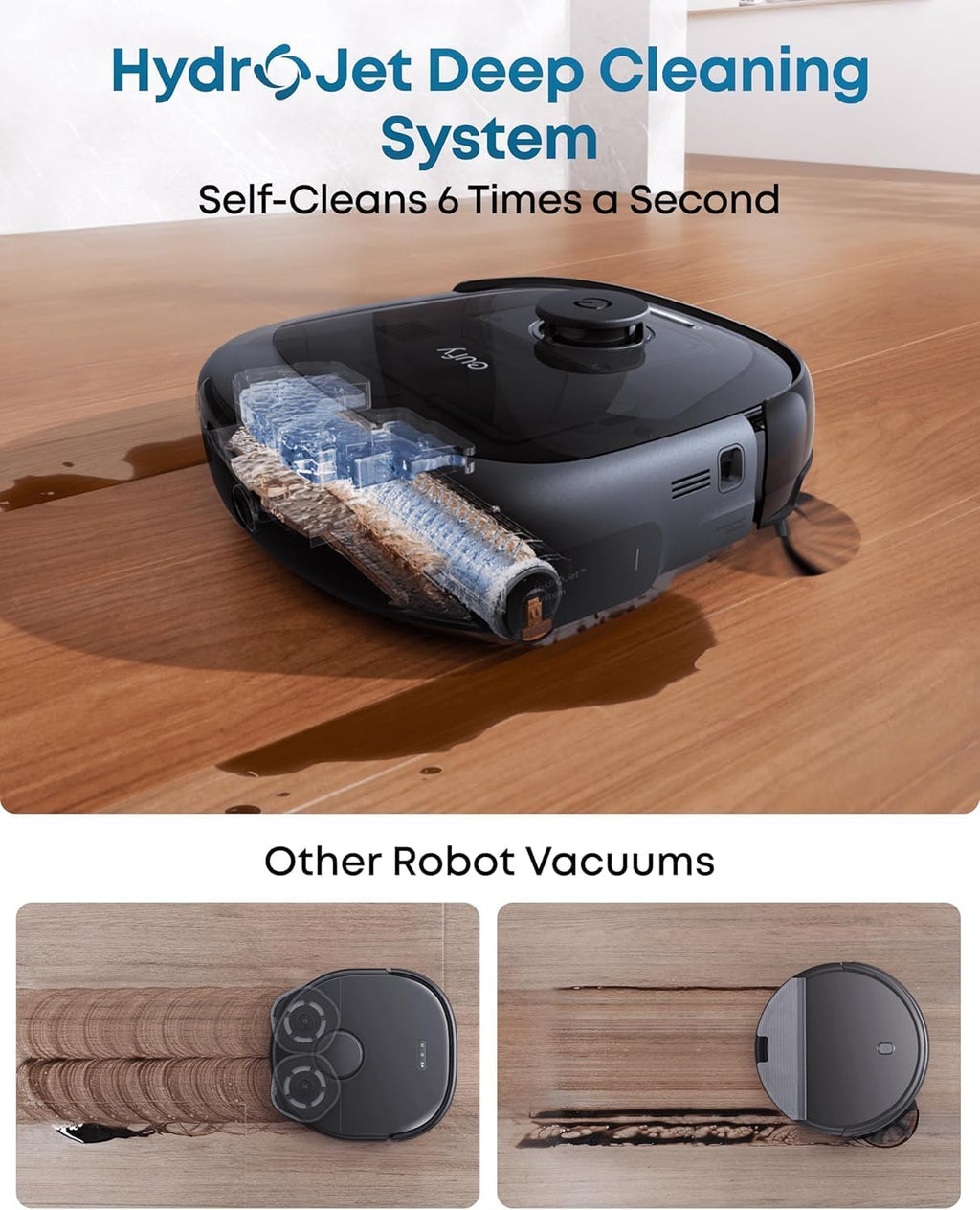 eufy E25 Omni Robot Vacuum and Mop Combo,HydroJet System, 20,000Pa Turbo Suction, Zero-Tangle Design, Auto-Empty & Self-Cleaning All-in-One Station + Official Floor Cleaning Solution*1