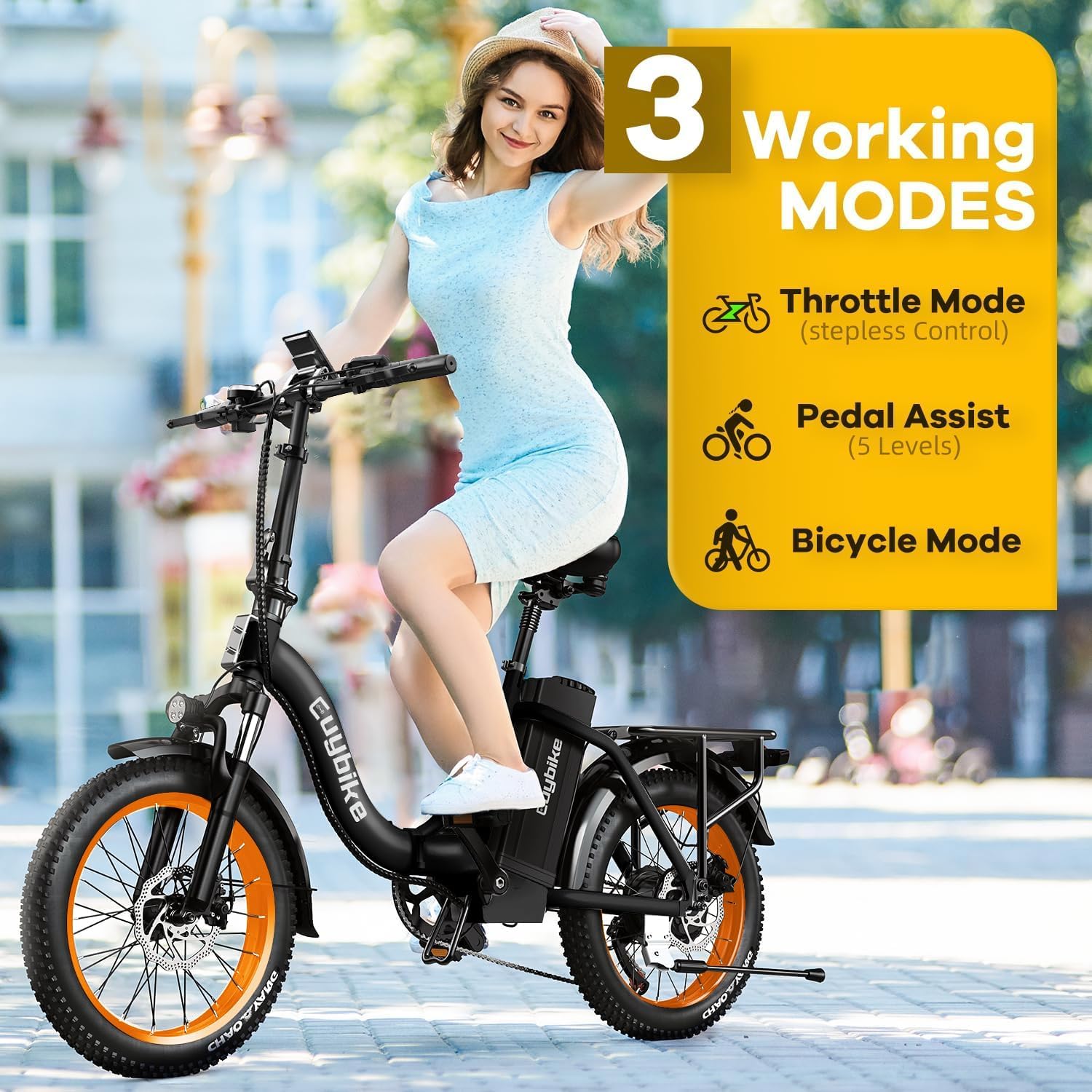 1000W Folding Electric Bike,48V 20AH Removable Battery E Bike,80 Miles Max Range Electric Bike for Adults,20' Fat Tire Foldable ebike,Adult Electric Bicycle for Commute Beach Snow