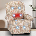 Manual Recliner Chair, Massage Chair Recliners with Heat, Pushback Recliners for Living Room Small Recliner Chairs for Small Spaces Fabric Overstuffed Single Sofa with Vibration Home Theater,Floral