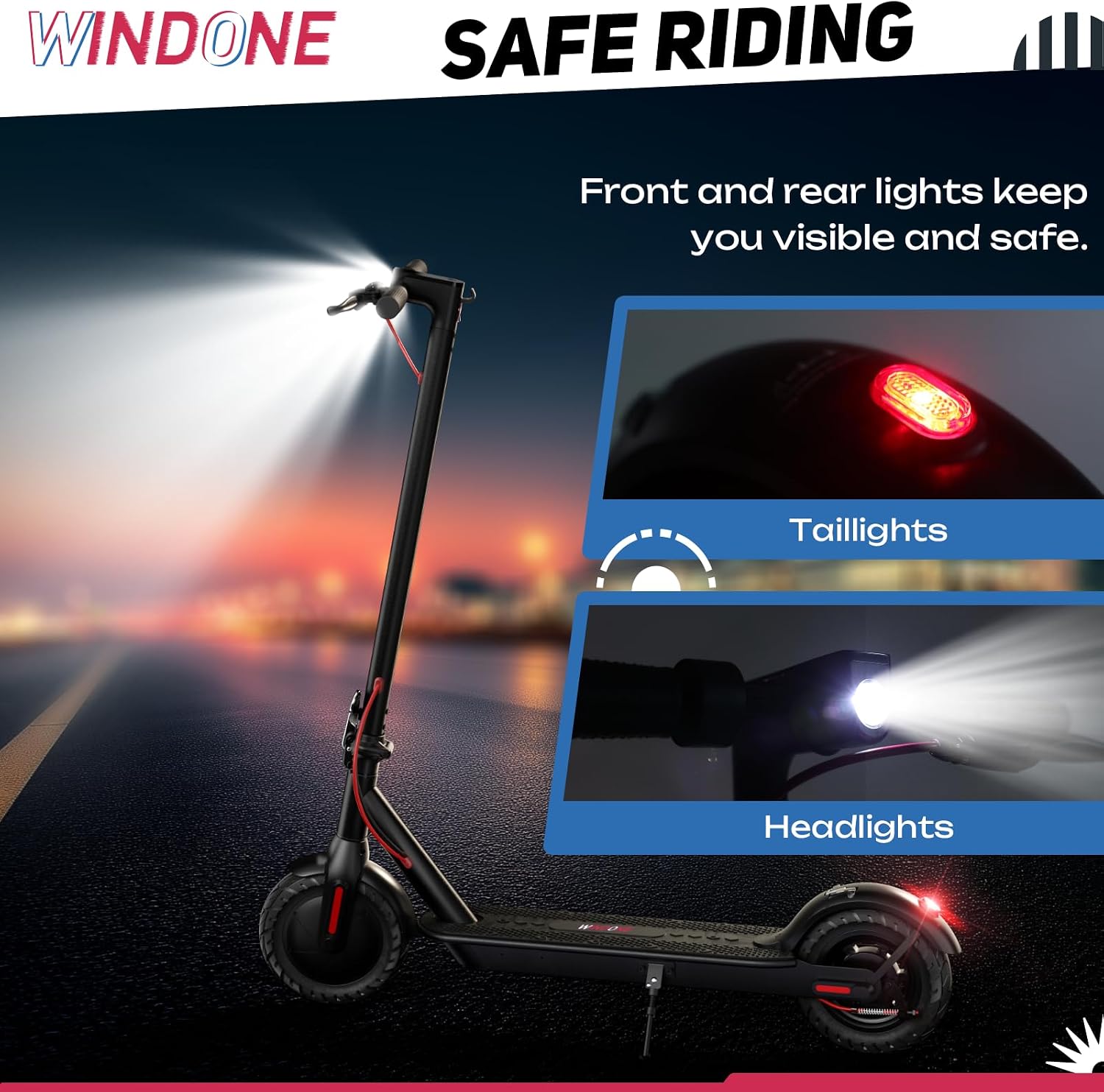 Windone Electric Scooter for Adults, 430W Peak Motor, 19MPH & 17-Mile Range, Foldable Commuter Scooter with 10' Shock-Absorbing Tires & Dual Braking System (UL 2272 Certified)