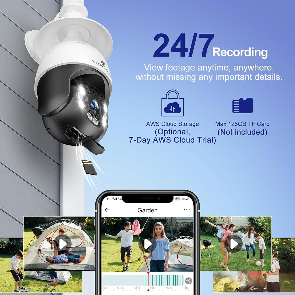 SYMYNELEC 5GHz/2.4GHz Light Bulb Security Camera Outdoor Waterproof 2.5K, 5G Dual Band WiFi Light Socket Security Camera with AI Human Motion Detection Tracking 4MP Color Night Vision Alexa (2 PCS)
