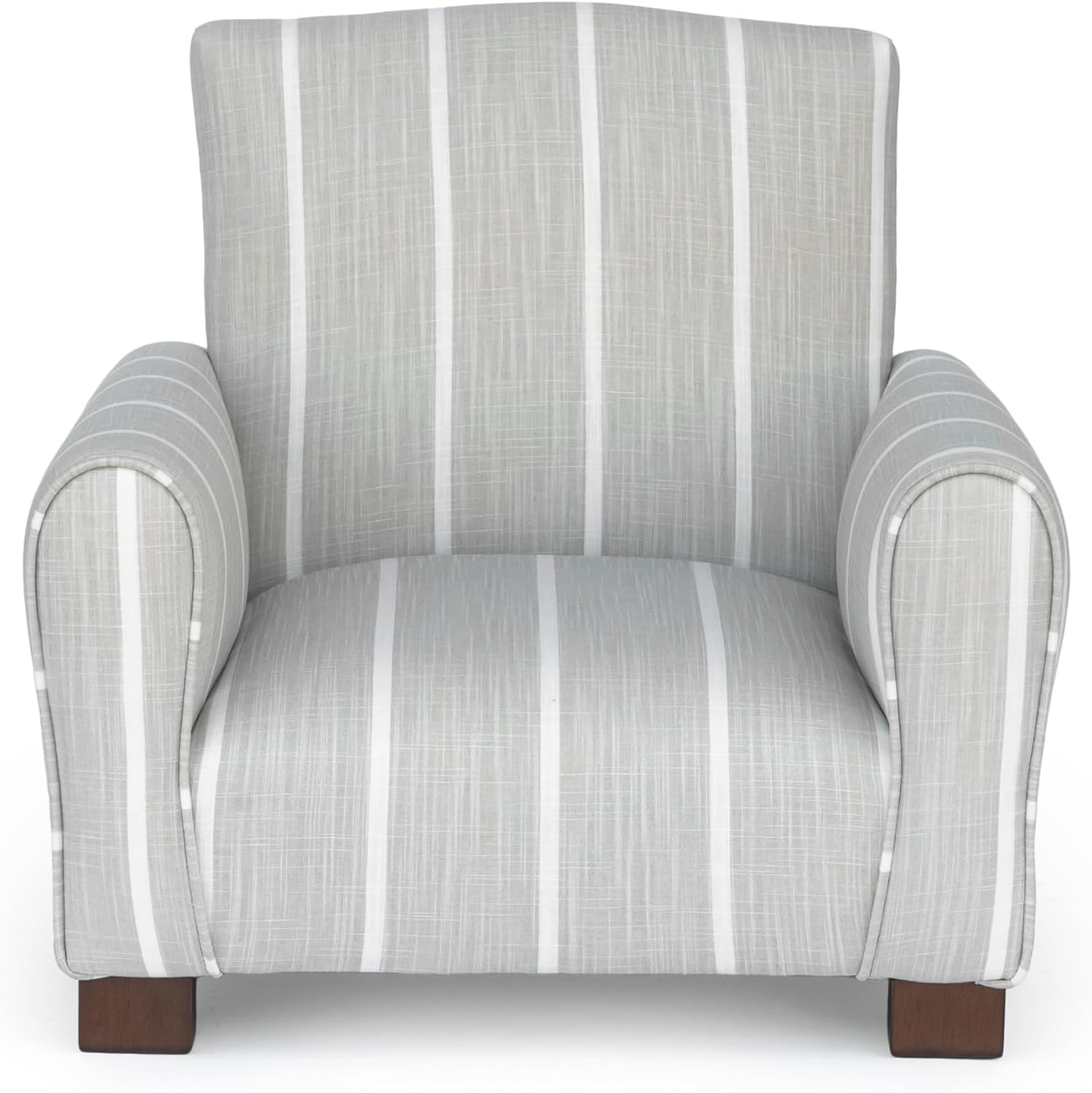 Kid Rocking Chair for Toddlers, Child Chair for Little Kids, Upholstered Toddler Armchair for Children, Comfy and Cute Little Kid Chairs (Legs, Gray Stripe Linen)