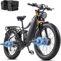 2026 Dual Motor Electric Bike for Adults AWD 5000W/3000W Peak 40 MPH/30 MPH E Dirt Bike, 52V/48V Removable Battery 65/80/150 Miles Max Long Range with Full Suspension 26' Fat Tires Mountain Bike