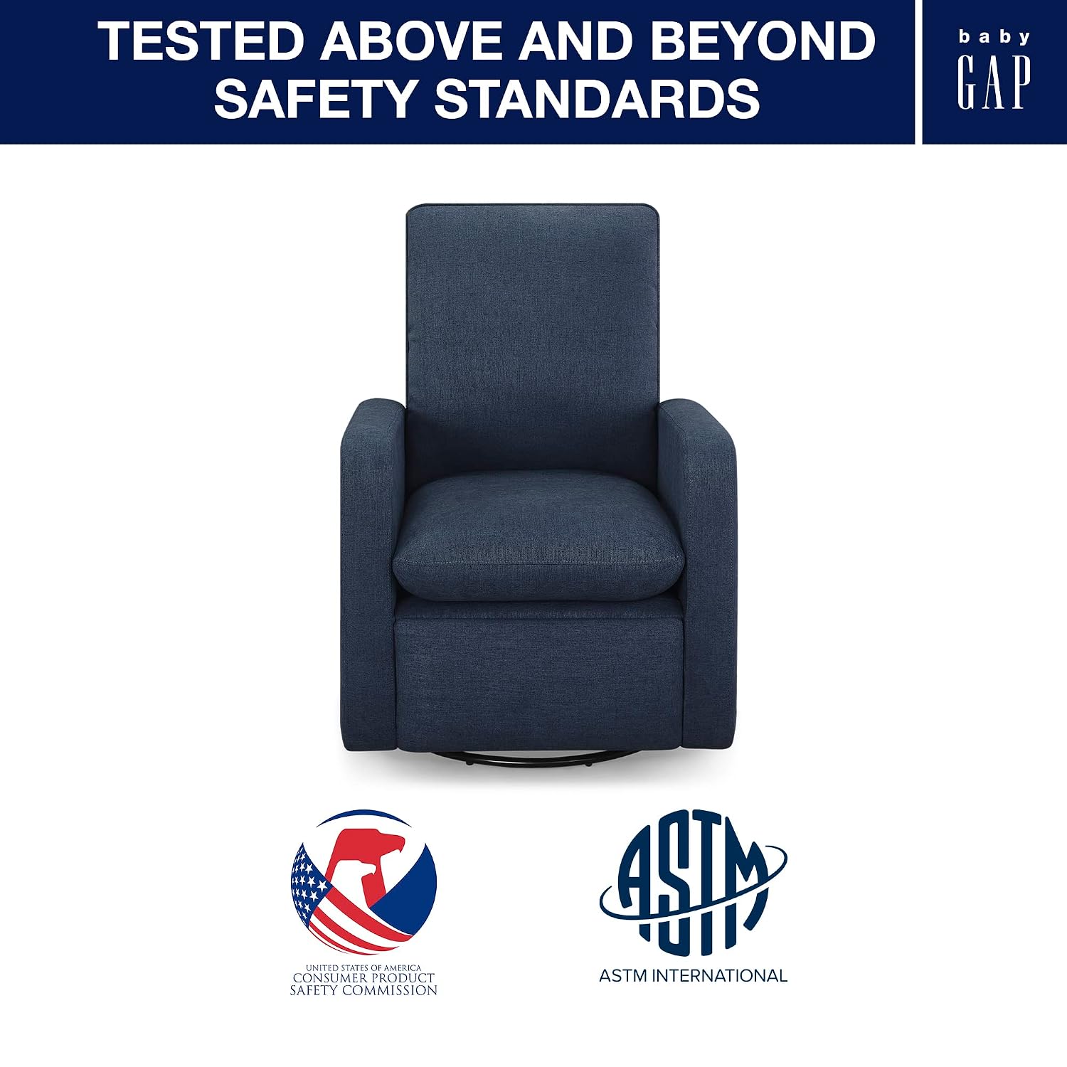 GAP babyGap Cloud Recliner with LiveSmart Evolve - Sustainable Performance Fabric, Sailor