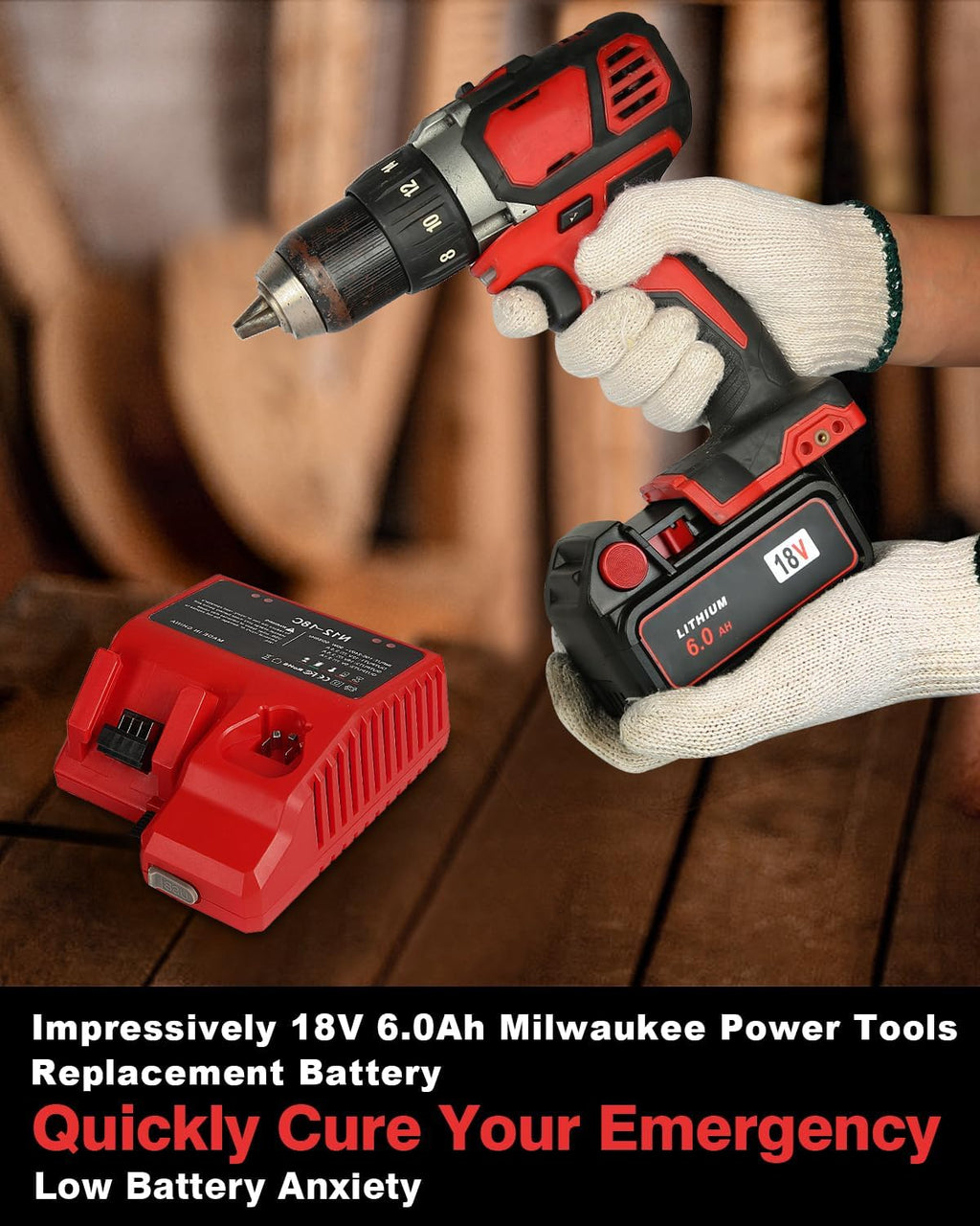 Aoasur 8-Pack 6.0Ah Replacement Battery Compatible with Milwaukee M -18 18v 6000mAh