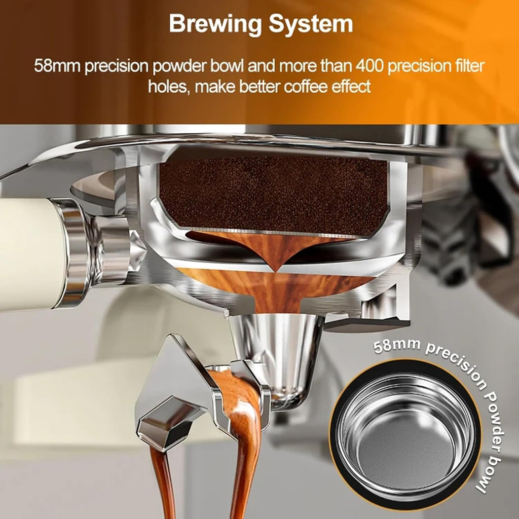 15 Bar Pump Professional Pressure Coffee Maker, Manual Espresso Machine, with Milk Frother/Steam Wand Compact Stainless Steel Coffee Maker